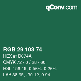Color code: RGB 29 103 74 | qconv.com