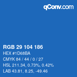 Color code: RGB 29 104 186 | qconv.com