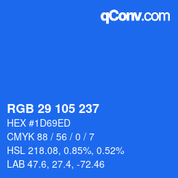 Color code: RGB 29 105 237 | qconv.com