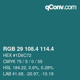 カラーコード: RGB 29 108.4 114.4 | qconv.com