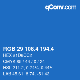 カラーコード: RGB 29 108.4 194.4 | qconv.com
