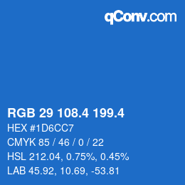 カラーコード: RGB 29 108.4 199.4 | qconv.com