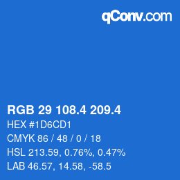 カラーコード: RGB 29 108.4 209.4 | qconv.com