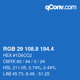 カラーコード: RGB 29 108.8 194.4 | qconv.com