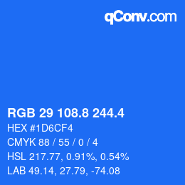 カラーコード: RGB 29 108.8 244.4 | qconv.com