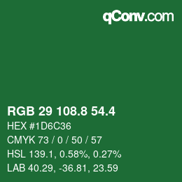 カラーコード: RGB 29 108.8 54.4 | qconv.com