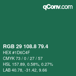 カラーコード: RGB 29 108.8 79.4 | qconv.com