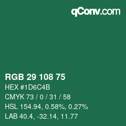 Color code: RGB 29 108 75 | qconv.com