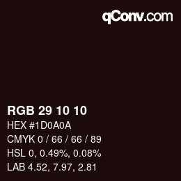 Color code: RGB 29 10 10 | qconv.com