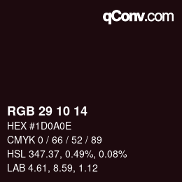 カラーコード: RGB 29 10 14 | qconv.com