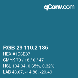 カラーコード: RGB 29 110.2 135 | qconv.com