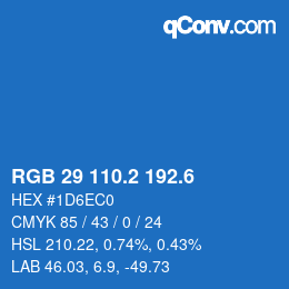 カラーコード: RGB 29 110.2 192.6 | qconv.com