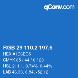 カラーコード: RGB 29 110.2 197.6 | qconv.com
