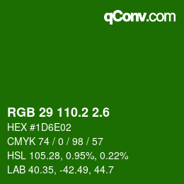 カラーコード: RGB 29 110.2 2.6 | qconv.com