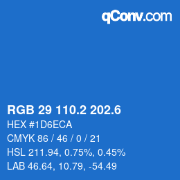 カラーコード: RGB 29 110.2 202.6 | qconv.com