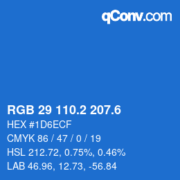 カラーコード: RGB 29 110.2 207.6 | qconv.com