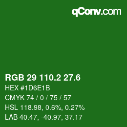 カラーコード: RGB 29 110.2 27.6 | qconv.com