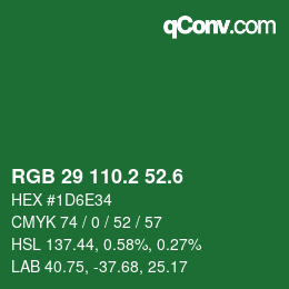 カラーコード: RGB 29 110.2 52.6 | qconv.com