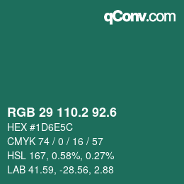 カラーコード: RGB 29 110.2 92.6 | qconv.com