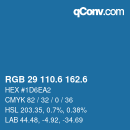 カラーコード: RGB 29 110.6 162.6 | qconv.com