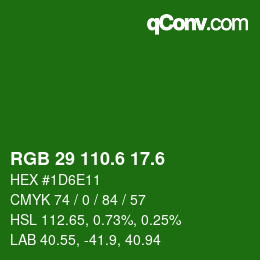 カラーコード: RGB 29 110.6 17.6 | qconv.com