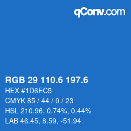 カラーコード: RGB 29 110.6 197.6 | qconv.com