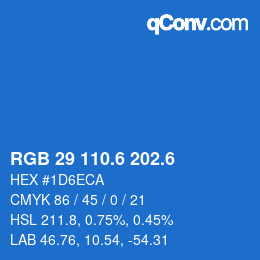 カラーコード: RGB 29 110.6 202.6 | qconv.com