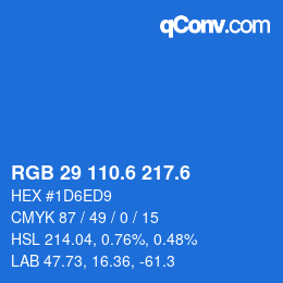 カラーコード: RGB 29 110.6 217.6 | qconv.com