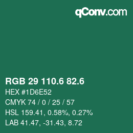 カラーコード: RGB 29 110.6 82.6 | qconv.com
