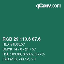 カラーコード: RGB 29 110.6 87.6 | qconv.com