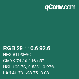 カラーコード: RGB 29 110.6 92.6 | qconv.com