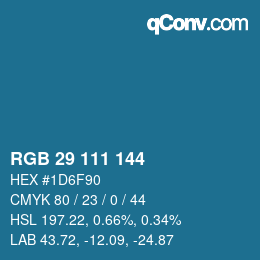 颜色代码: RGB 29 111 144 | qconv.com
