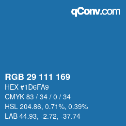 Color code: RGB 29 111 169 | qconv.com