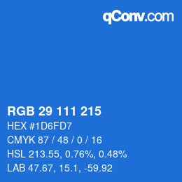 カラーコード: RGB 29 111 215 | qconv.com