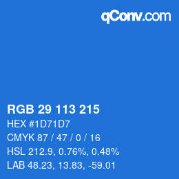 Color code: RGB 29 113 215 | qconv.com