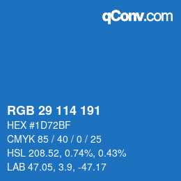 颜色代码: RGB 29 114 191 | qconv.com