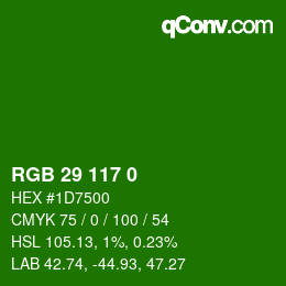 カラーコード: RGB 29 117 0 | qconv.com