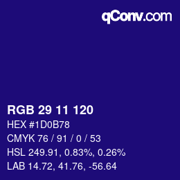 カラーコード: RGB 29 11 120 | qconv.com