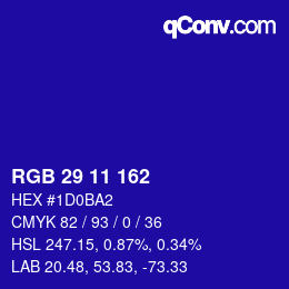 カラーコード: RGB 29 11 162 | qconv.com
