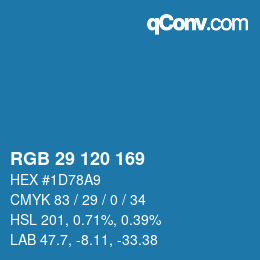 Color code: RGB 29 120 169 | qconv.com
