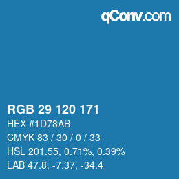 カラーコード: RGB 29 120 171 | qconv.com