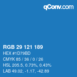 カラーコード: RGB 29 121 189 | qconv.com