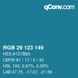 Color code: RGB 29 123 149 | qconv.com