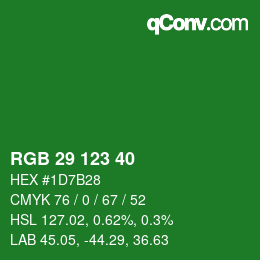 カラーコード: RGB 29 123 40 | qconv.com