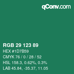 Code couleur: RGB 29 123 89 | qconv.com