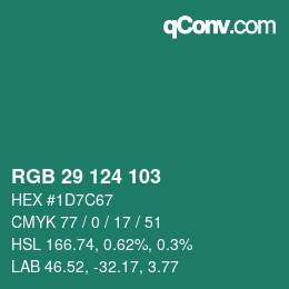 Color code: RGB 29 124 103 | qconv.com