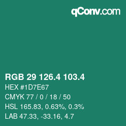 カラーコード: RGB 29 126.4 103.4 | qconv.com