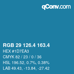 カラーコード: RGB 29 126.4 163.4 | qconv.com