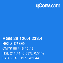 カラーコード: RGB 29 126.4 233.4 | qconv.com