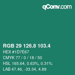 カラーコード: RGB 29 126.8 103.4 | qconv.com